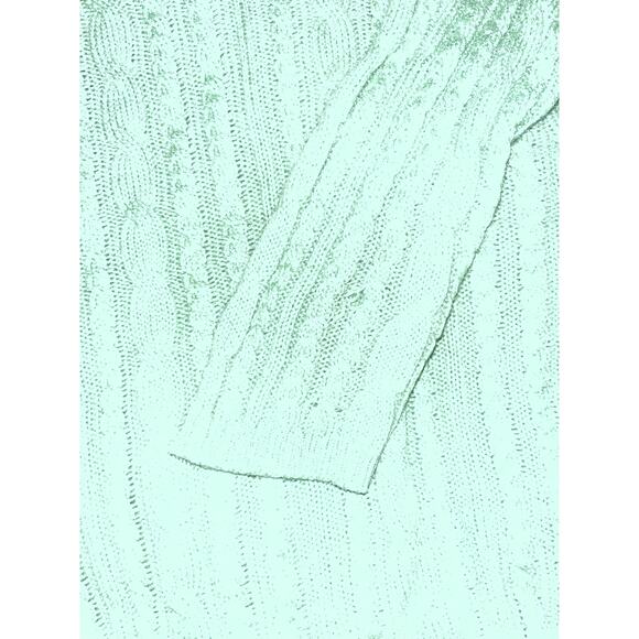 Neiman  Marcus Cashmere Ribbed V-Neck Sweater Green - Picture 3 of 6